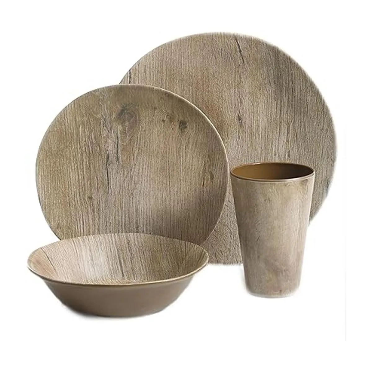 Gibson Home Woodlands Vajilla redonda de melamina para