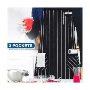 Syntus Paquete de 2 delantales ajustables con 3 bolsillos