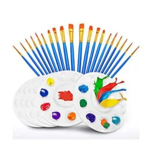 Hulameda Juego de pintura acrílica 20 pinceles de pelo de_1