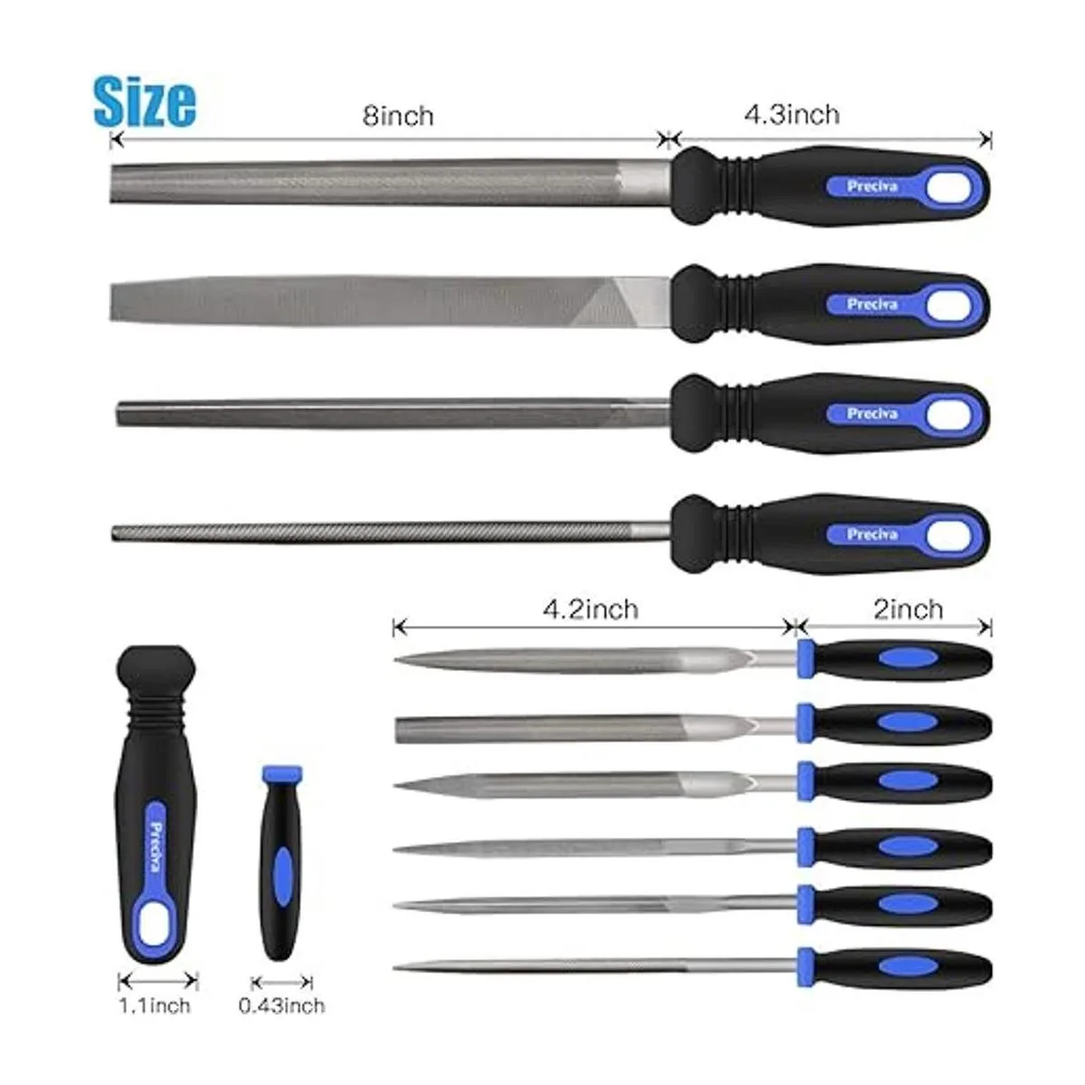 Preciva Juego de archivos de 18 piezas 18 en 1 de acero_6