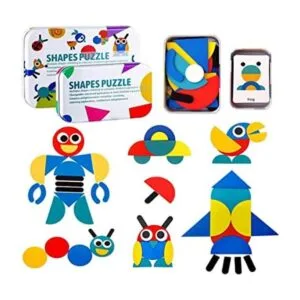 Tangram Rompecabezas con forma de madera bloques de_1