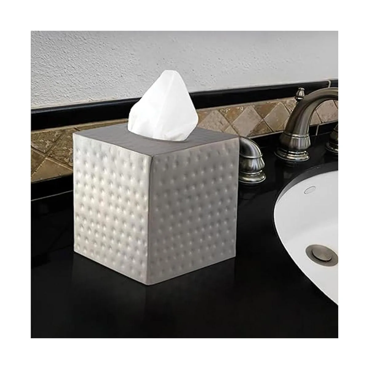 Monarch Abode Funda de caja de pañuelos de metal de peltre