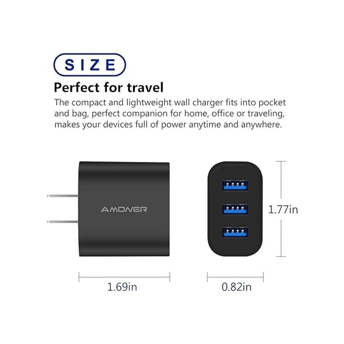 Amoner Cargador de pared paquete de 2 enchufes USB de 15_5