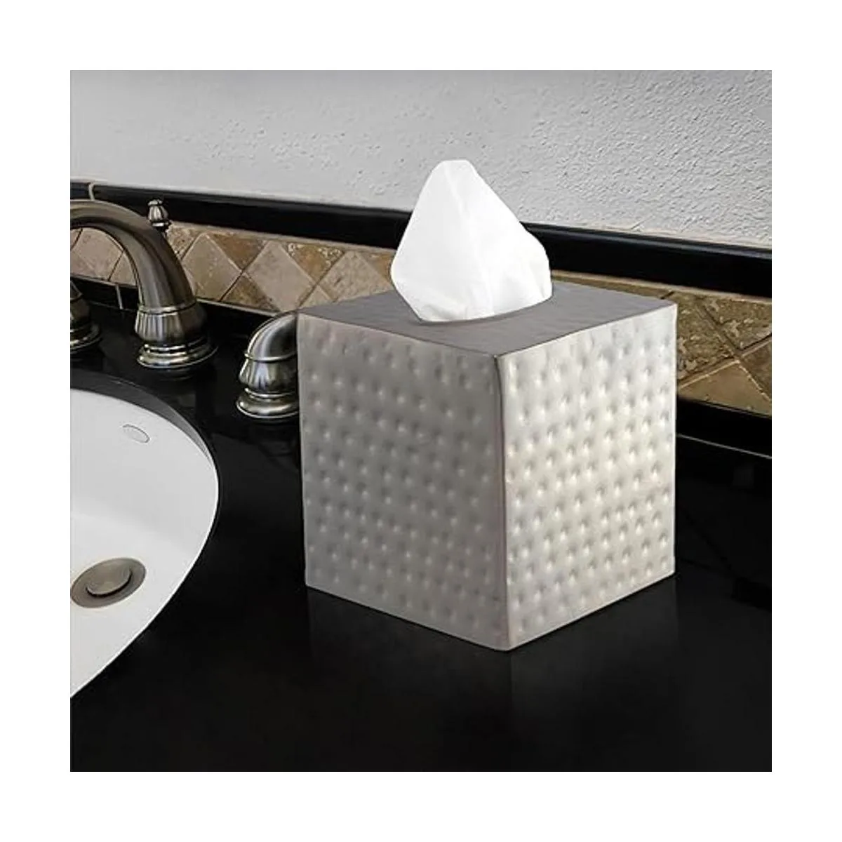 Monarch Abode Funda de caja de pañuelos de metal de peltre