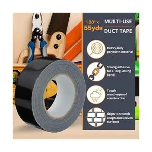 GTSE Cinta adhesiva negra 1.88 pulgadas x 55 yardas 164