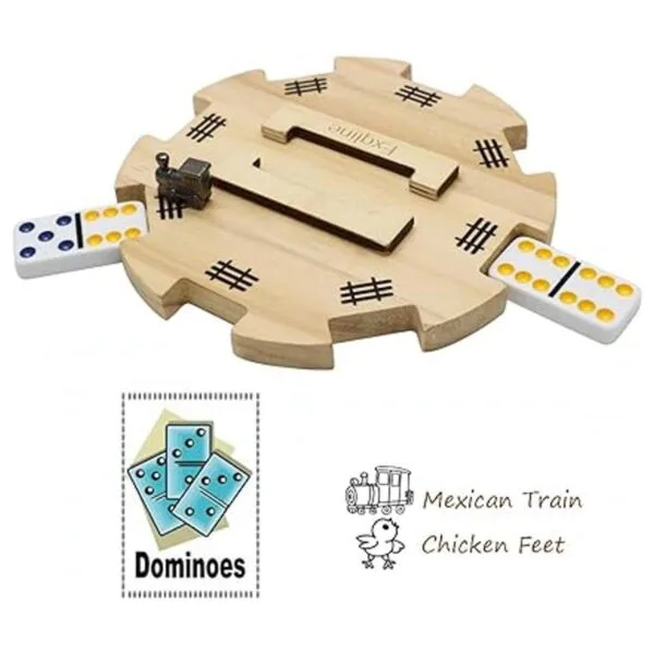 Cubo de madera para dominó de tren mexicano con fondo de_3