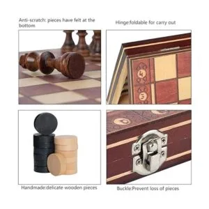 Luoyer Juego de cuadros de ajedrez 3 en 1 juego de mesa_5