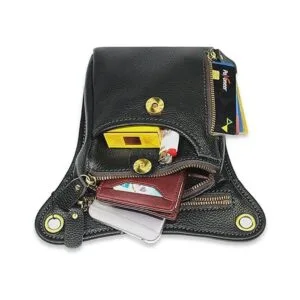 DK86 Riñonera de cuero genuino para motocicleta bolsa de_5