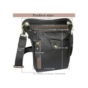 DK86 Riñonera de cuero genuino para motocicleta bolsa de_3