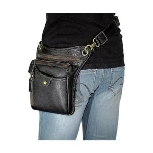 DK86 Riñonera de cuero genuino para motocicleta bolsa de_6