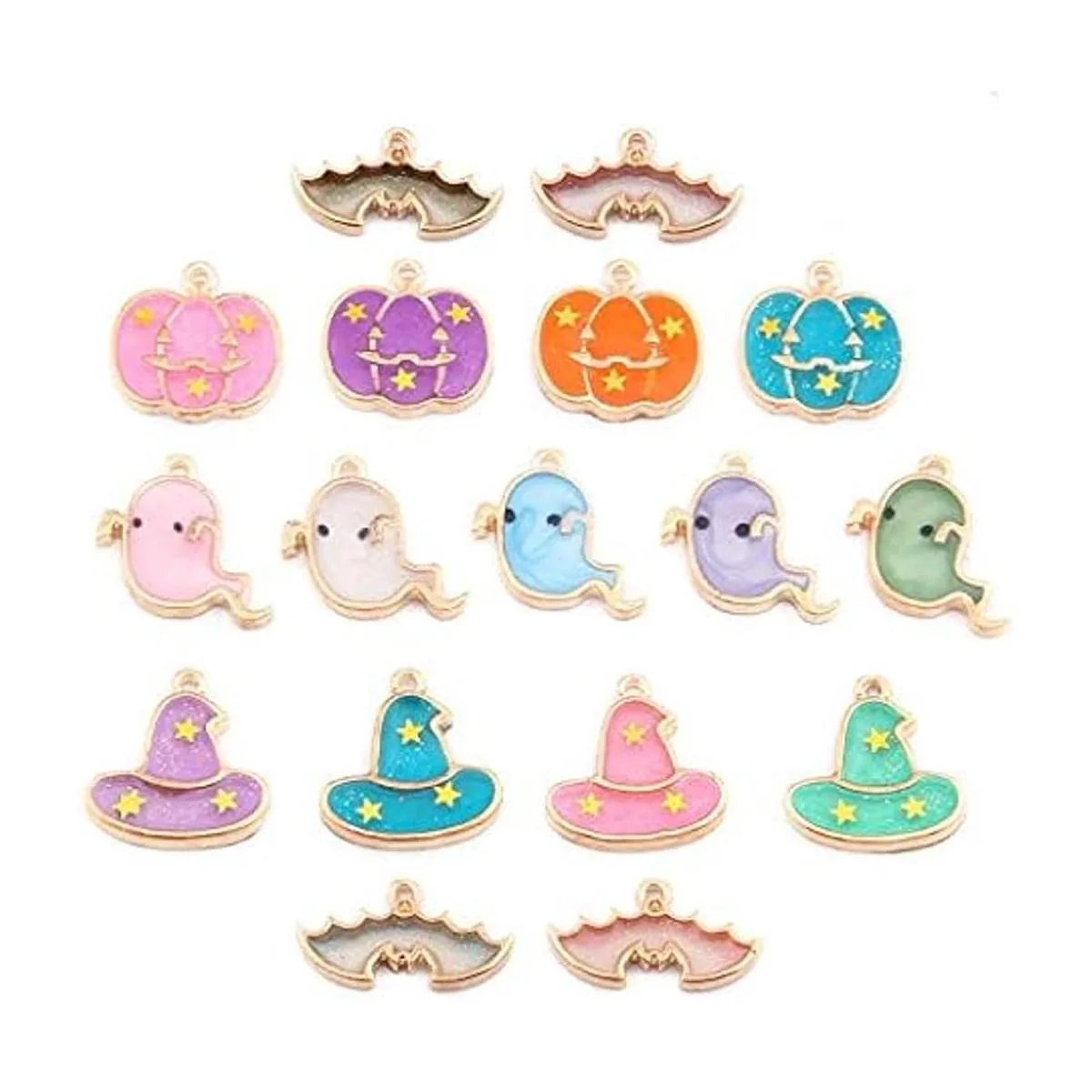 Surtido de 17 piezas lindas joyas de Halloween encantos
