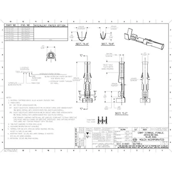 Molex Pin macho y hembra 0.093 pulgadas 1420 AWG serie_3