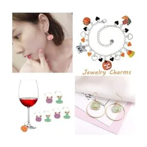 Surtido de 17 piezas lindas joyas de Halloween encantos