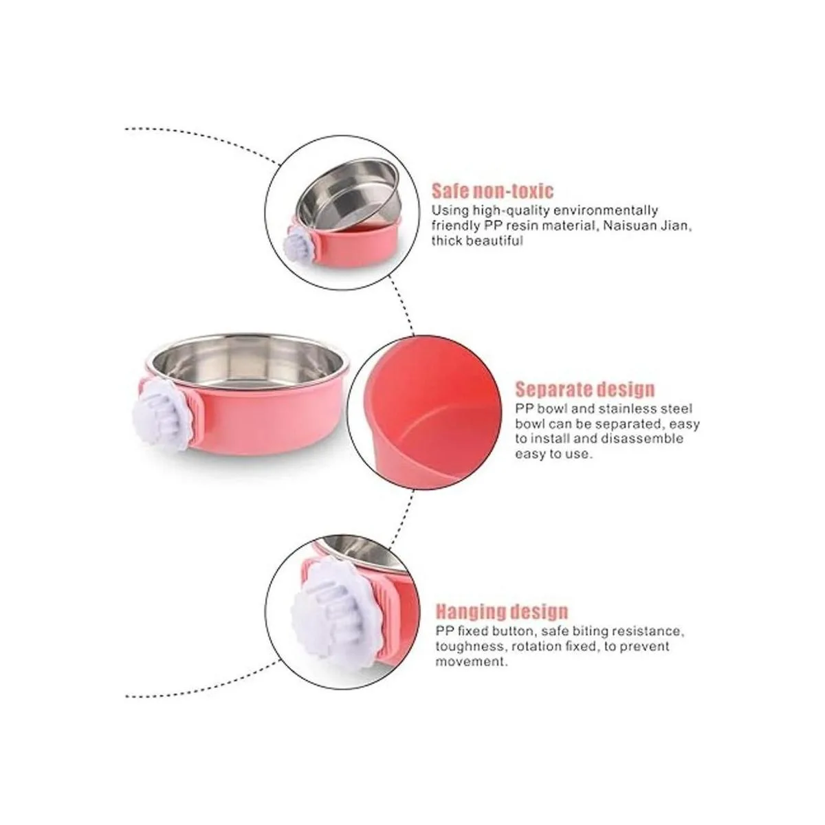 Cuenco para perro extraíble de acero inoxidable para_4