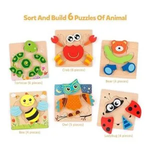 Coogam Juego de rompecabezas de madera 6 piezas en forma_2