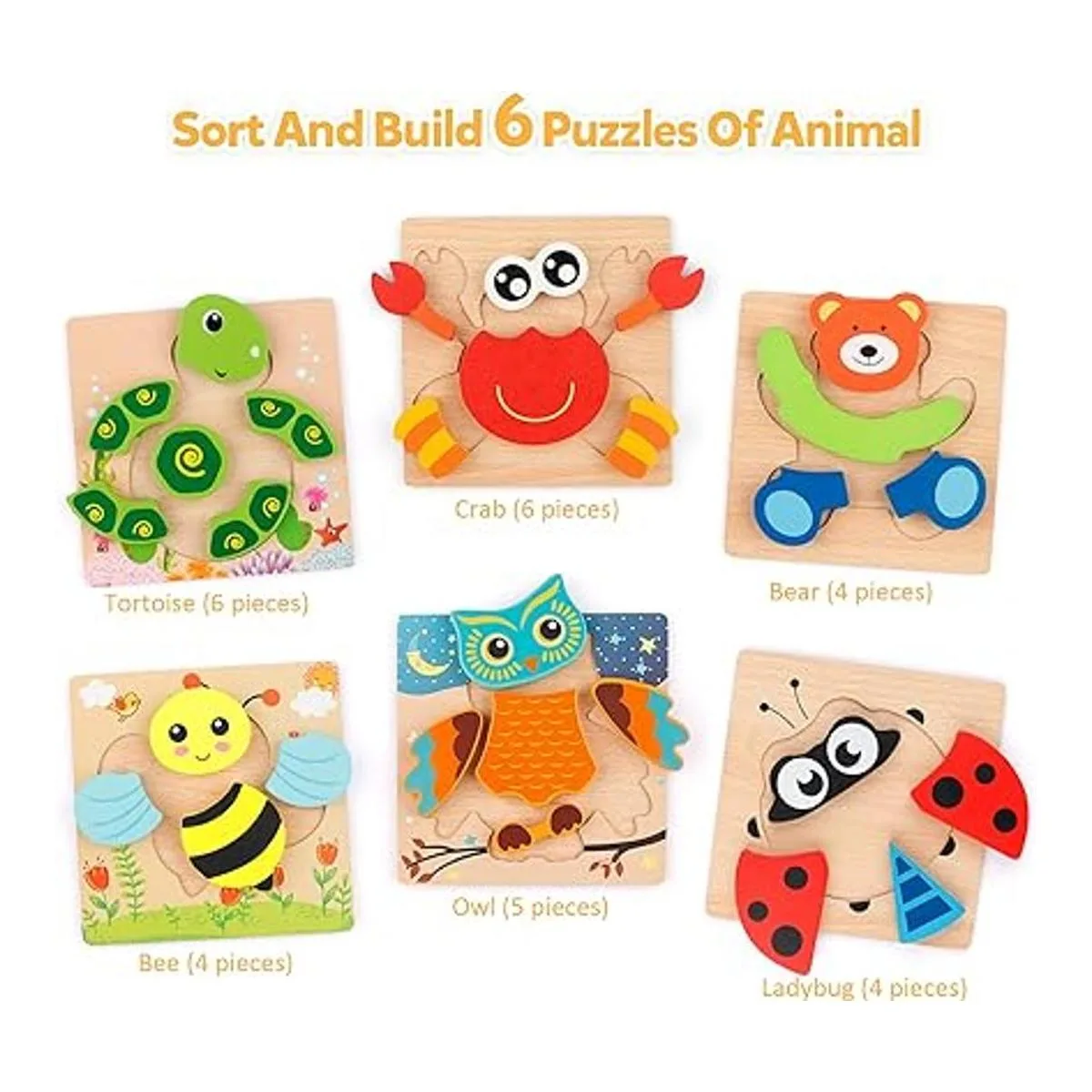 Coogam Juego de rompecabezas de madera 6 piezas en forma_2
