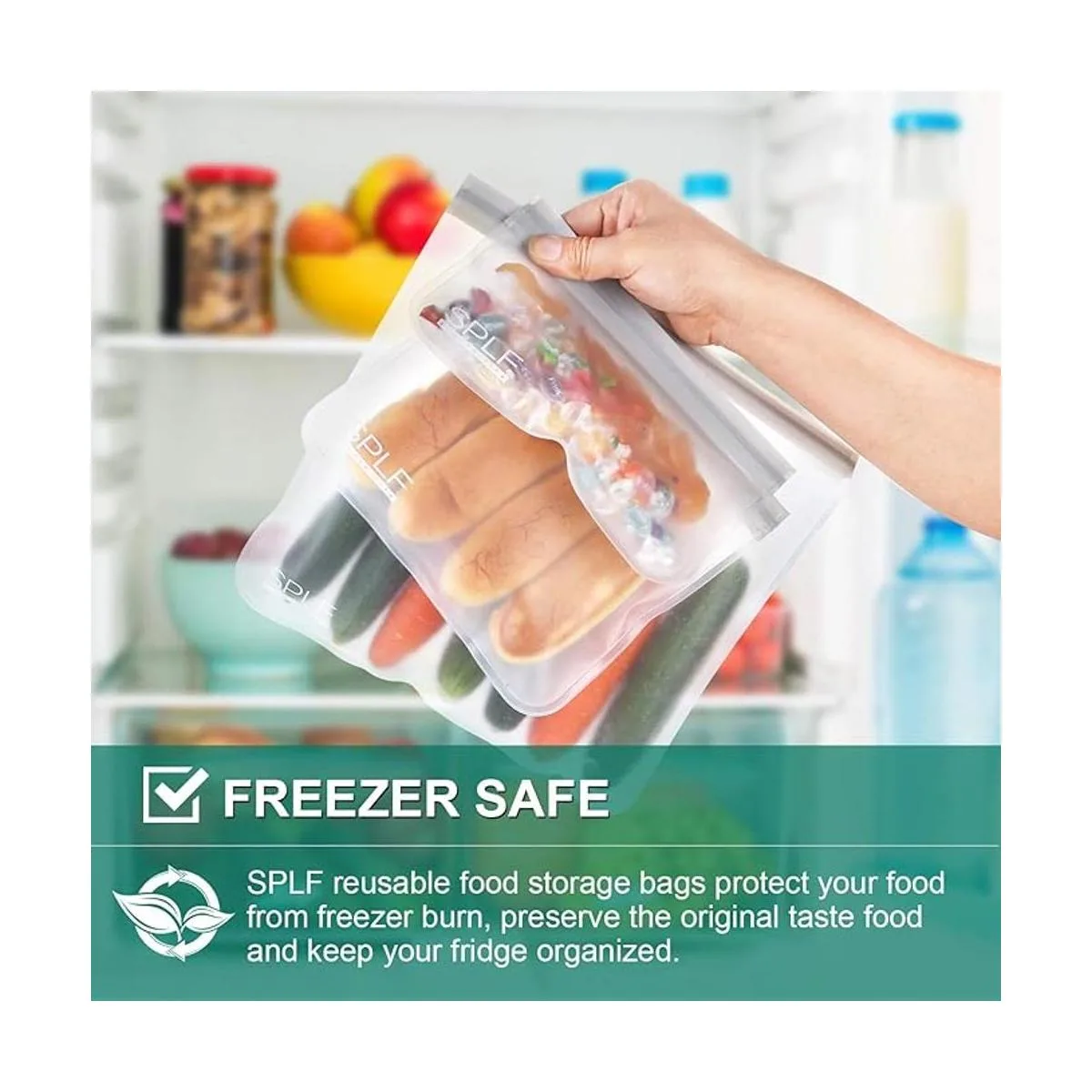 SPLF Paquete de 12 bolsas de almacenamiento reutilizables