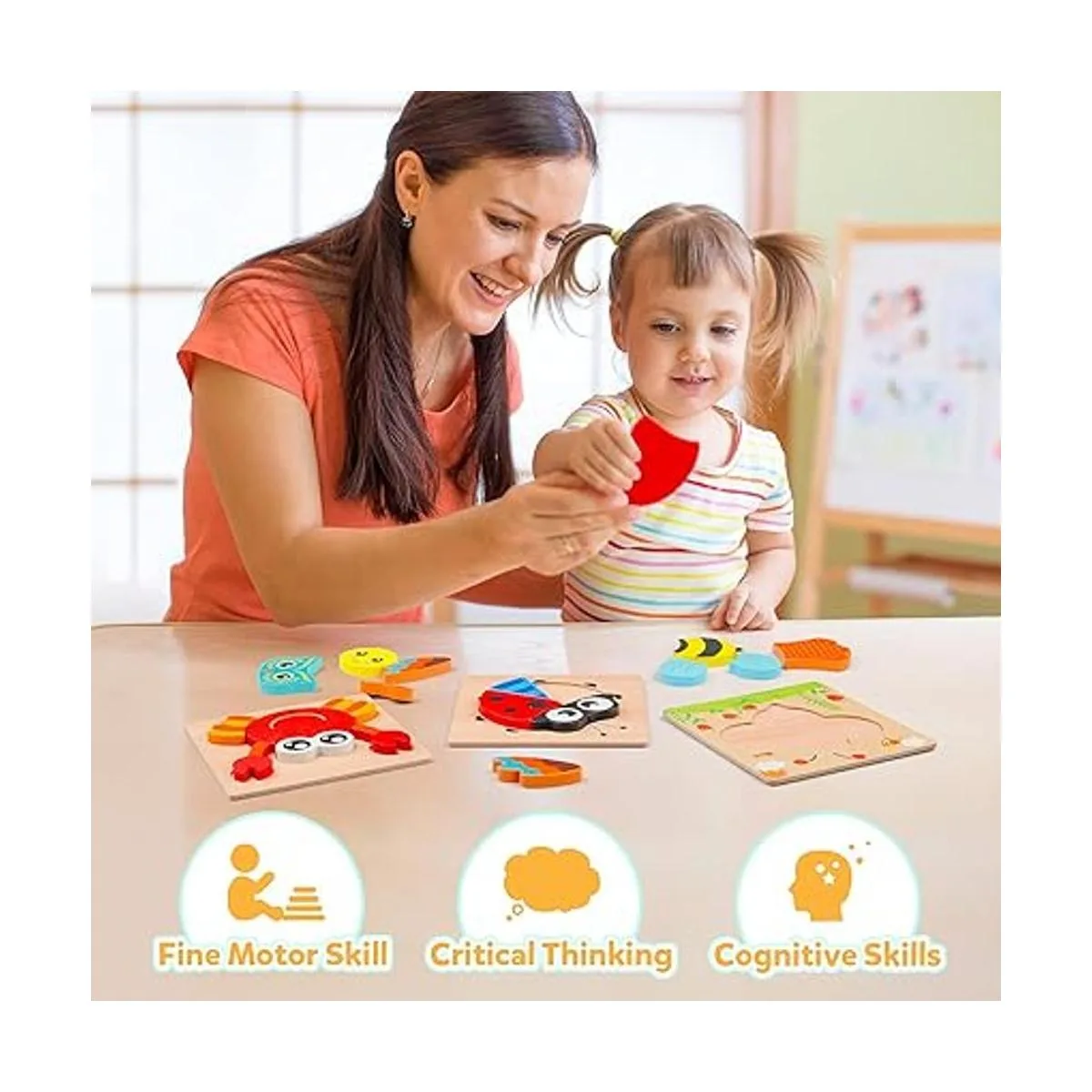 Coogam Juego de rompecabezas de madera 6 piezas en forma_5