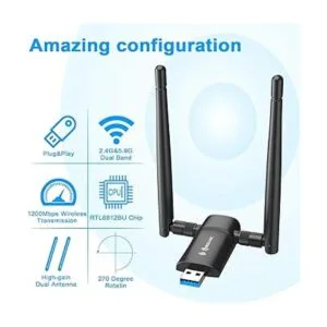 Nineplus Adaptador WiFi USB inalámbrico para PC 1200_2
