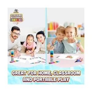 Ratatoys Juego de 15 crayones apilables construibles y