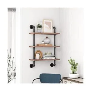 Estantería industrial para tubos de madera rústica_4