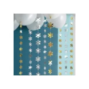 Kit de guirnalda de copos de nieve plateados y dorados_6