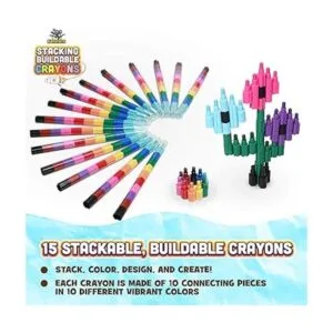 Ratatoys Juego de 15 crayones apilables construibles y