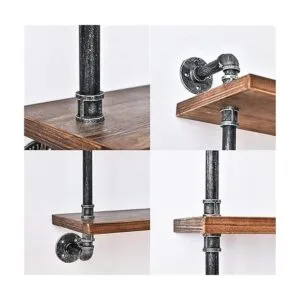 Estantería industrial para tubos de madera rústica_5