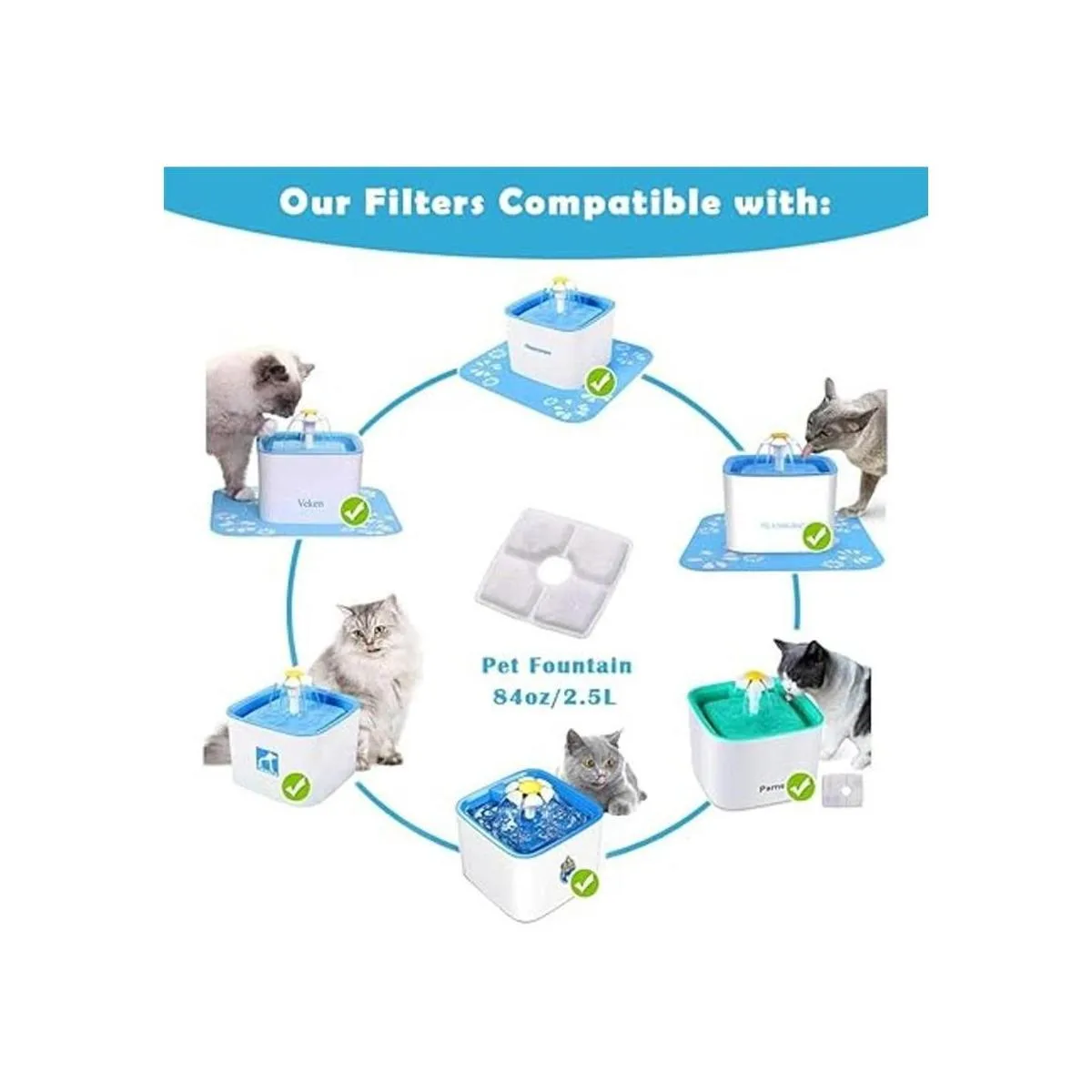 PK.ZTopia Filtro de repuesto para fuente de gato filtro