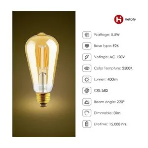 Helloify Light Dimmable Edison Vintage Antique Style