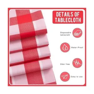 Red Gingham Paquete de 6 manteles de plástico desechables