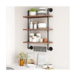 Estantería industrial para tubos de madera rústica_1