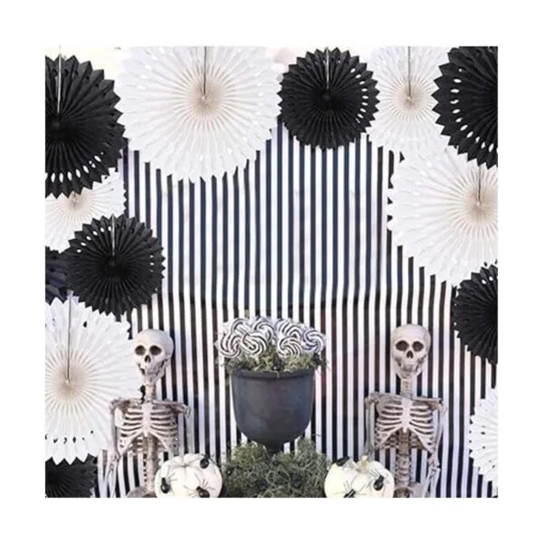 Decoraciones de fiesta en blanco y negro para Halloween_6