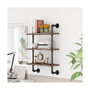 Estantería industrial para tubos de madera rústica_3