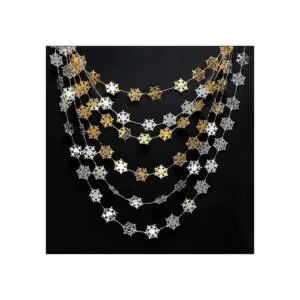 Kit de guirnalda de copos de nieve plateados y dorados_2