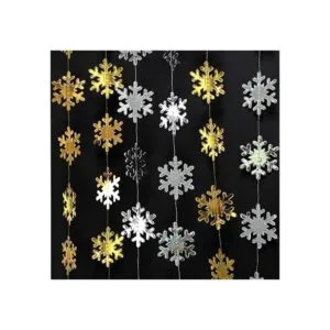 Kit de guirnalda de copos de nieve plateados y dorados_3