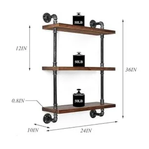 Estantería industrial para tubos de madera rústica_2