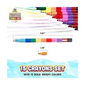 Ratatoys Juego de 15 crayones apilables construibles y