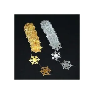 Kit de guirnalda de copos de nieve plateados y dorados_5