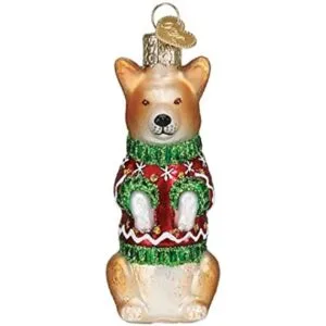 Old World Christmas Adornos de Navidad Corgi de cristal_1