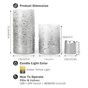 Furora LIGHTING Velas sin llama plateadas con control_4