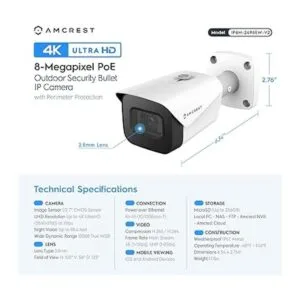Amcrest Cámara IP POE UltraHD 4K 8MP cámara bala de_6