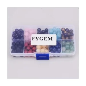FYGEM Cuentas de piedra natural 200 piezas mixtas de 0.31