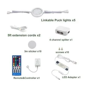 AIBOO Juego de luces LED RGBWW regulables de 24 V para_2