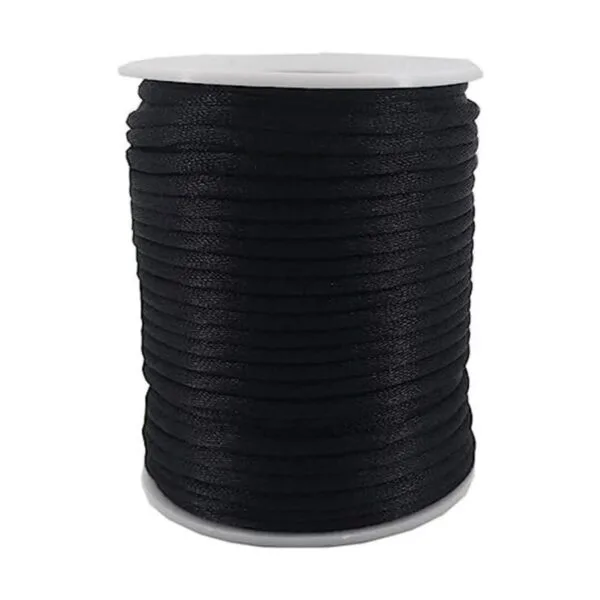 INSPIRELLE Cordón de satén negro de 0.11 pulgadas con cola