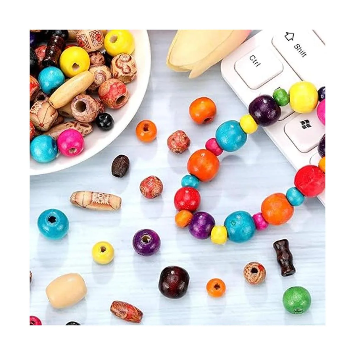 Juego de 800 cuentas de madera incluye 400 cuentas de