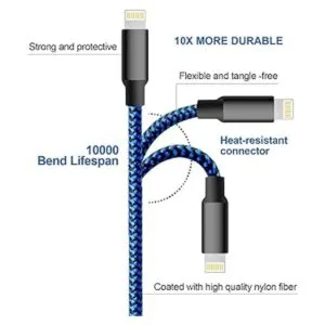 CUGUNU Cable de carga para iPhone 5 unidades 336610_4