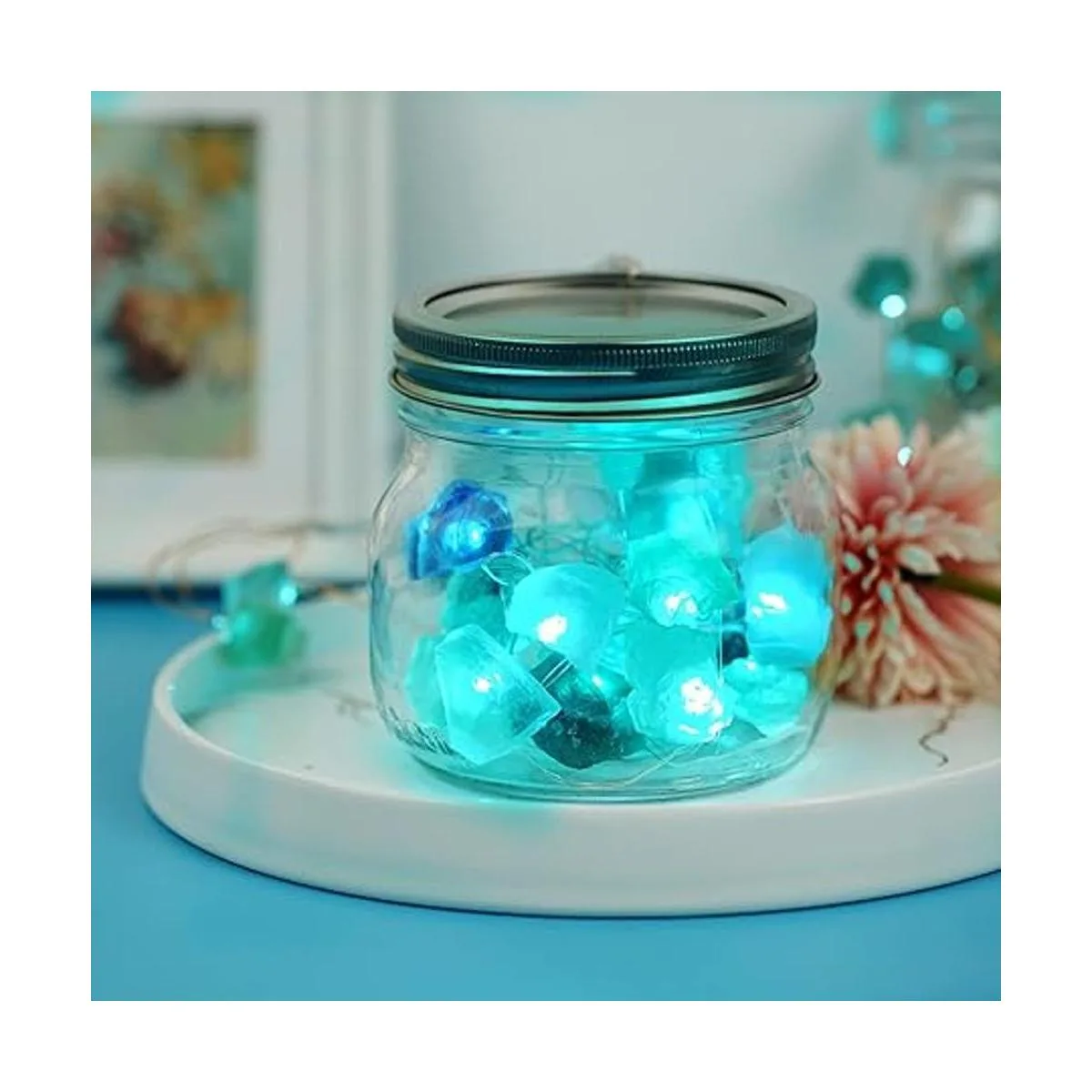 BOHON Cadena de luces de fluorita natural que funciona con_5