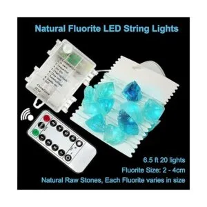 BOHON Cadena de luces de fluorita natural que funciona con_4