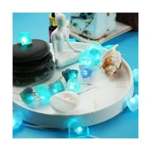 BOHON Cadena de luces de fluorita natural que funciona con_2